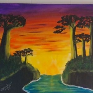 This is an acrylic drawing of An Evening Sunset.